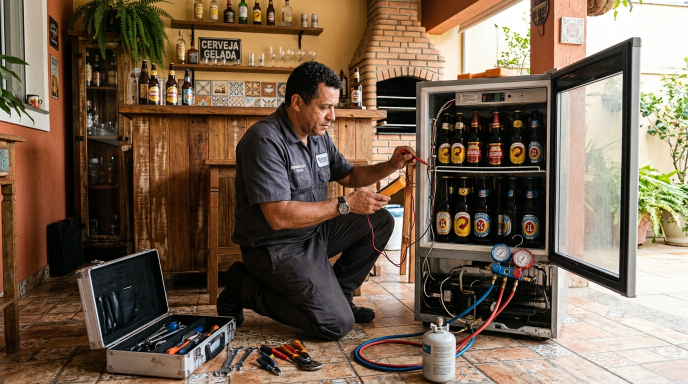 Recarga de gás refrigerante em cervejeira em atendimento em Aracaju‑SE